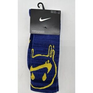 NEW ONE PAIR‎ MENS NIKE CREW SOCKS " PEACE ,LOVE ,BASKETBALL " 8-12 BLUE COTTON